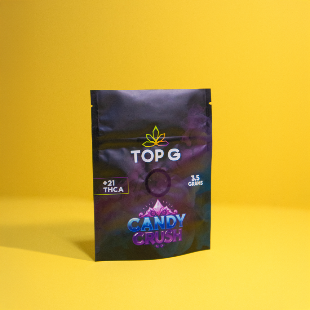 Top G Farm Candy Crush hemp-derived THCa flower, sweet terpene profile