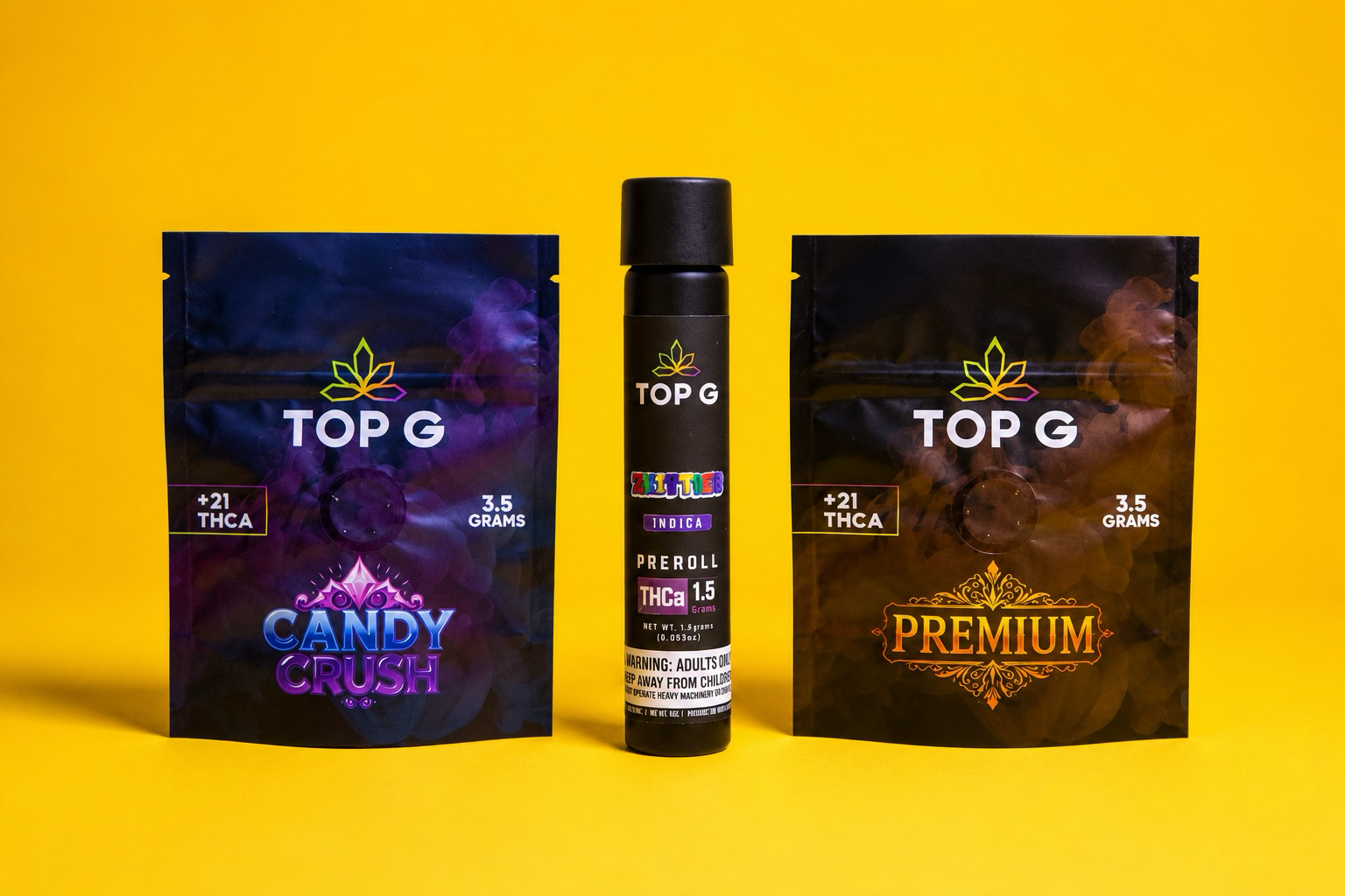 Top G Farm Starter Pack - Premium and Candy Crush hemp flower with a 1.5g THCa pre-roll, Farm Bill compliant
